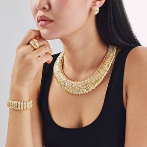 14 Ayar Altın Taş İşlemeli Set