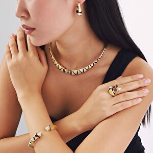 14 Ayar Altın Siyah Mineli Taşlı Set