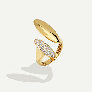 14 Ayar Altın Oval Taşlı Yüzük