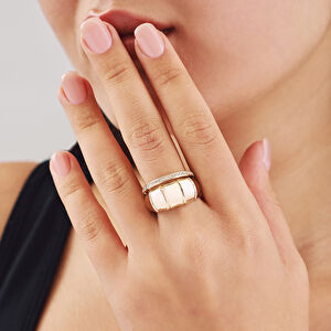 14 Ayar Altın İkili Taşlı Yüzük