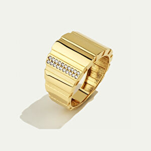 Eta 14 Ayar Altın Yanı Taşlı Yüzük