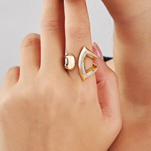 14 Ayar Altın Açık Formlu Taşlı Yüzük