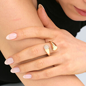 14 Ayar Altın Pavé Taşlı Yüzük