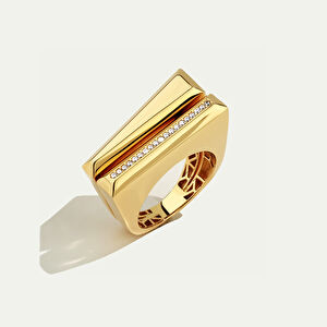 Baget 14 Ayar Altın Taşlı Yüzük