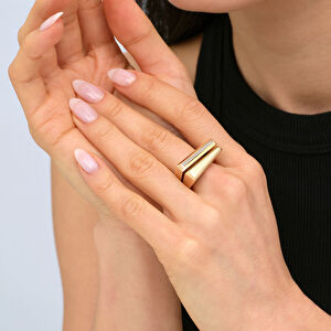 Baget 14 Ayar Altın Taşlı Yüzük