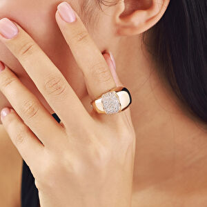 14 Ayar Altın Taşlı Kalın Yüzük