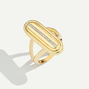 Baget 14 Ayar Altın Taşlı Yüzük