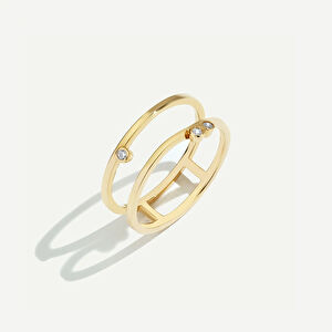 14 Ayar Altın Minimal Taşlı Yüzük