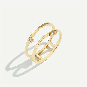 14 Ayar Altın Minimal Taşlı Yüzük