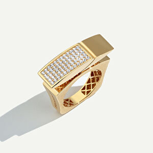 14 Ayar Altın Pavé Taşlı Yüzük