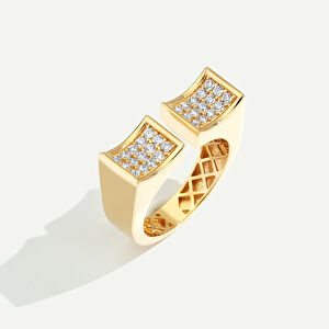 14 Ayar Altın Açık Formlu Pavé Taşlı Yüzük