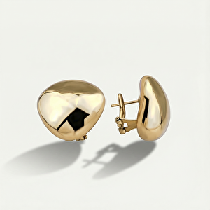 14 Ayar Altın Minimal Oval Küpe