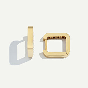 14 Ayar Altın Köşeli Dikdörtgen Formlu Küpe