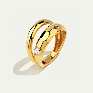 14 Ayar Altın Taş Detaylı Yüzük