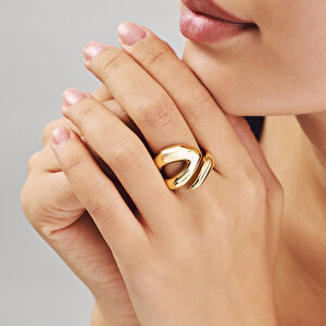 14 Ayar Altın Modern Formlu Açık Tasarım Yüzük