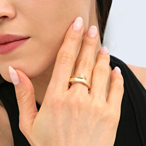 14 Ayar Altın İkili Görünümlü Fırçalı Yüzeyli Yüzük