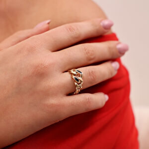 14 Ayar Altın Zincir Görünümlü Yüzük