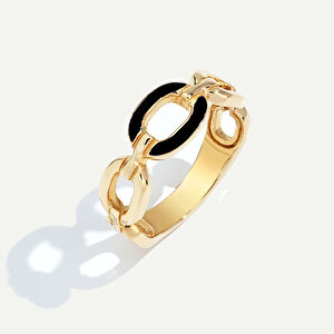 14 Ayar Altın Siyah Mineli Yüzük