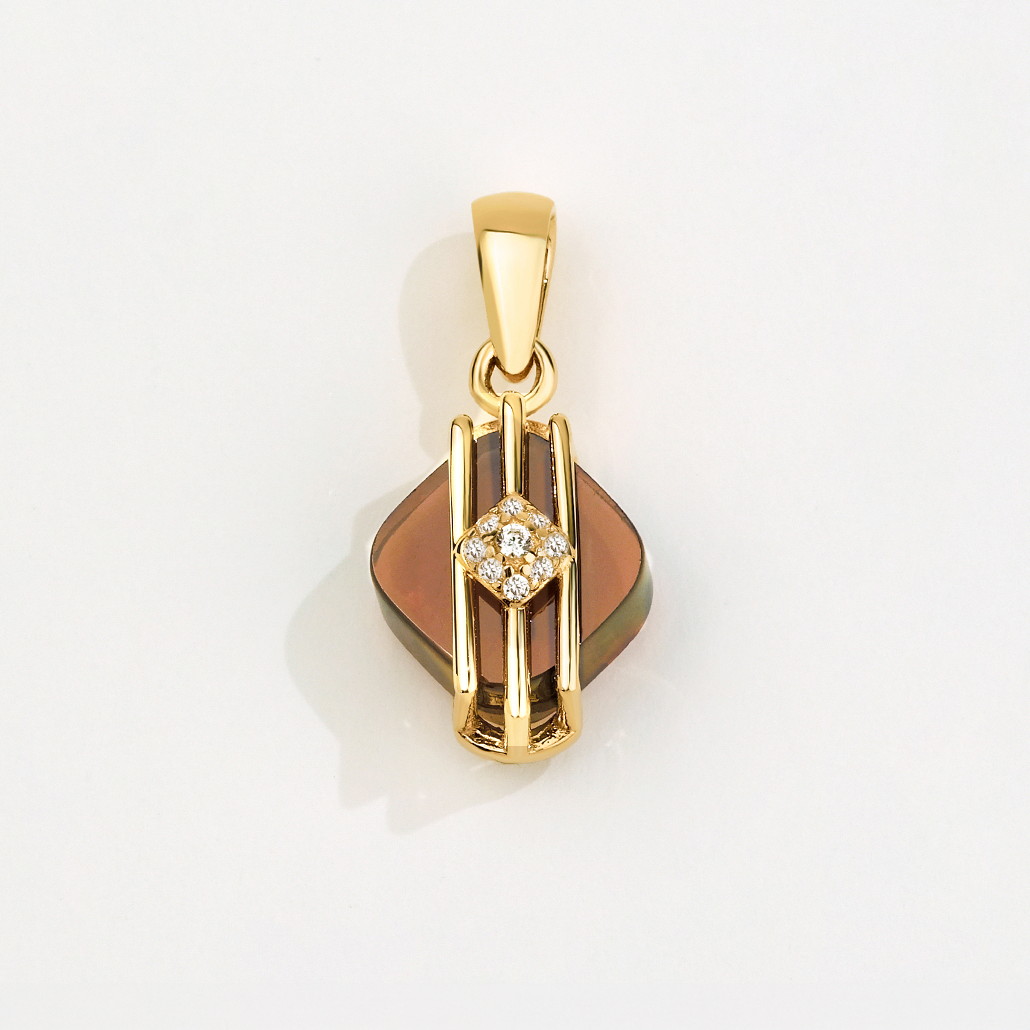 Bonbon 14 Ayar Altın Kahverengi Taşlı Kolye Ucu