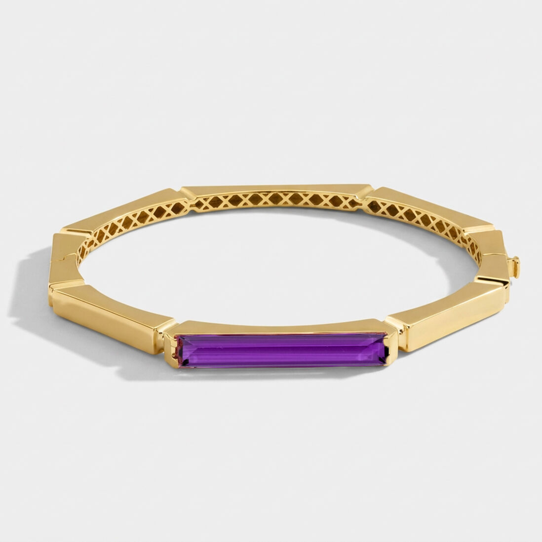 Baget 14 Ayar Altın Mor Taşlı Kelepçe