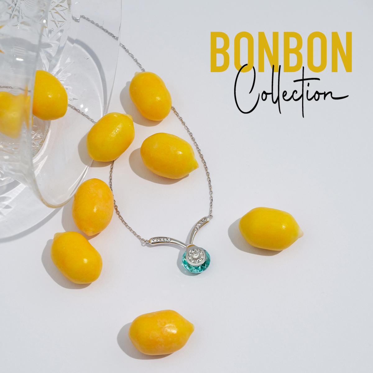 Bonbon 14 Ayar Altın Turkuaz Taşlı Kolye
