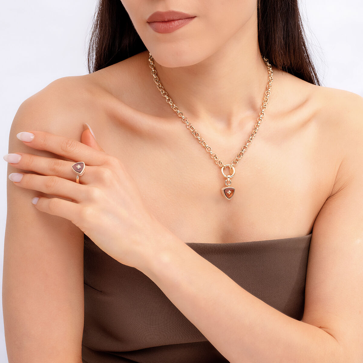 Bonbon 14 Ayar Altın Mor Taşlı Kolye