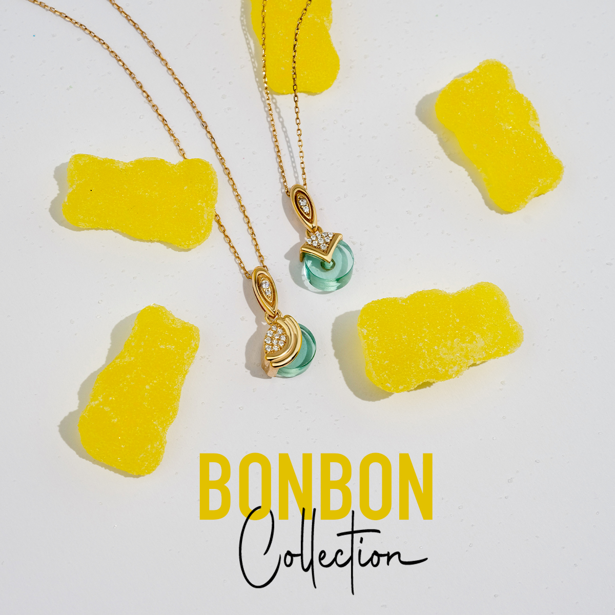 Bonbon 14 Ayar Altın Taşlı Kolye