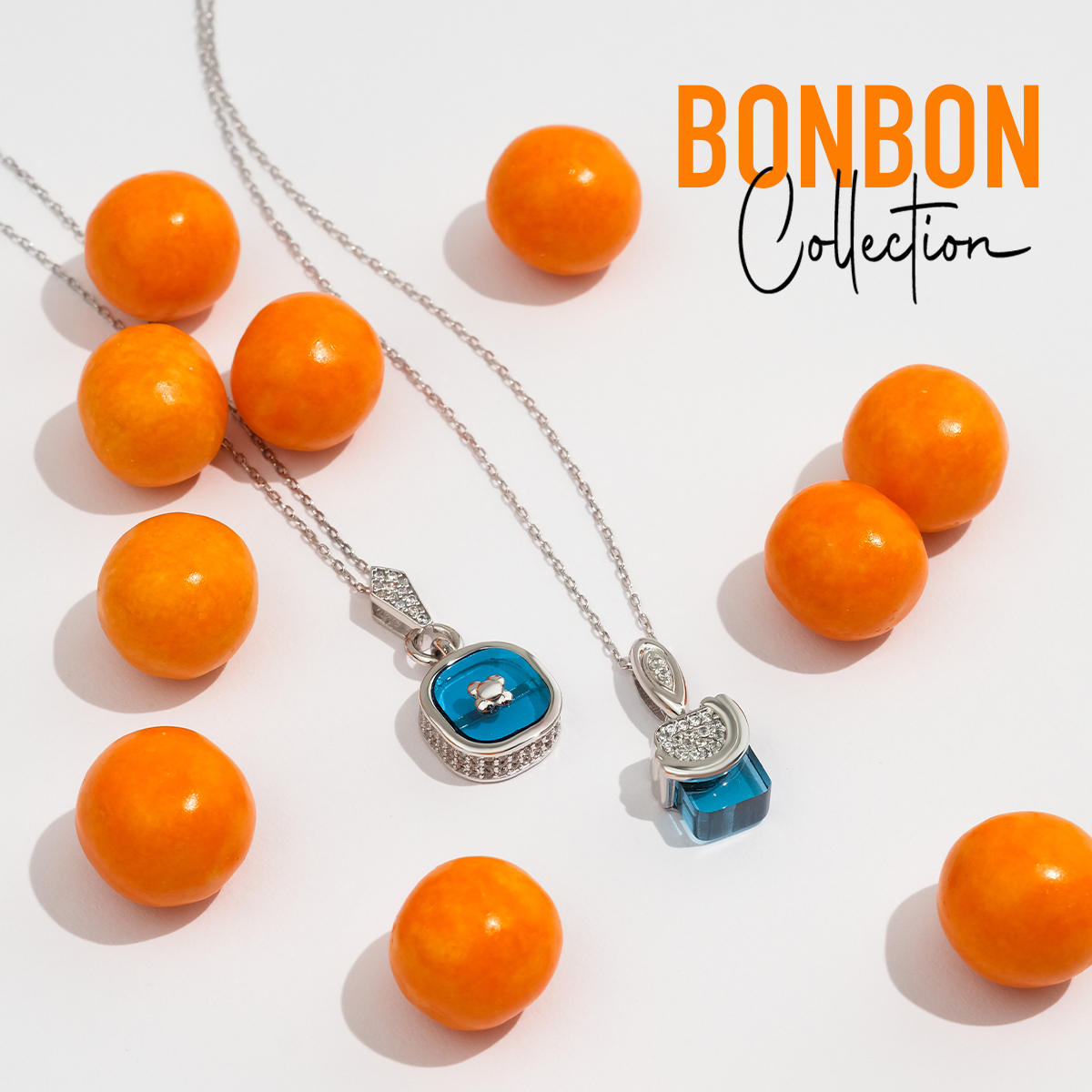 Bonbon 14 Ayar Altın Mavi Taşlı Kolye 