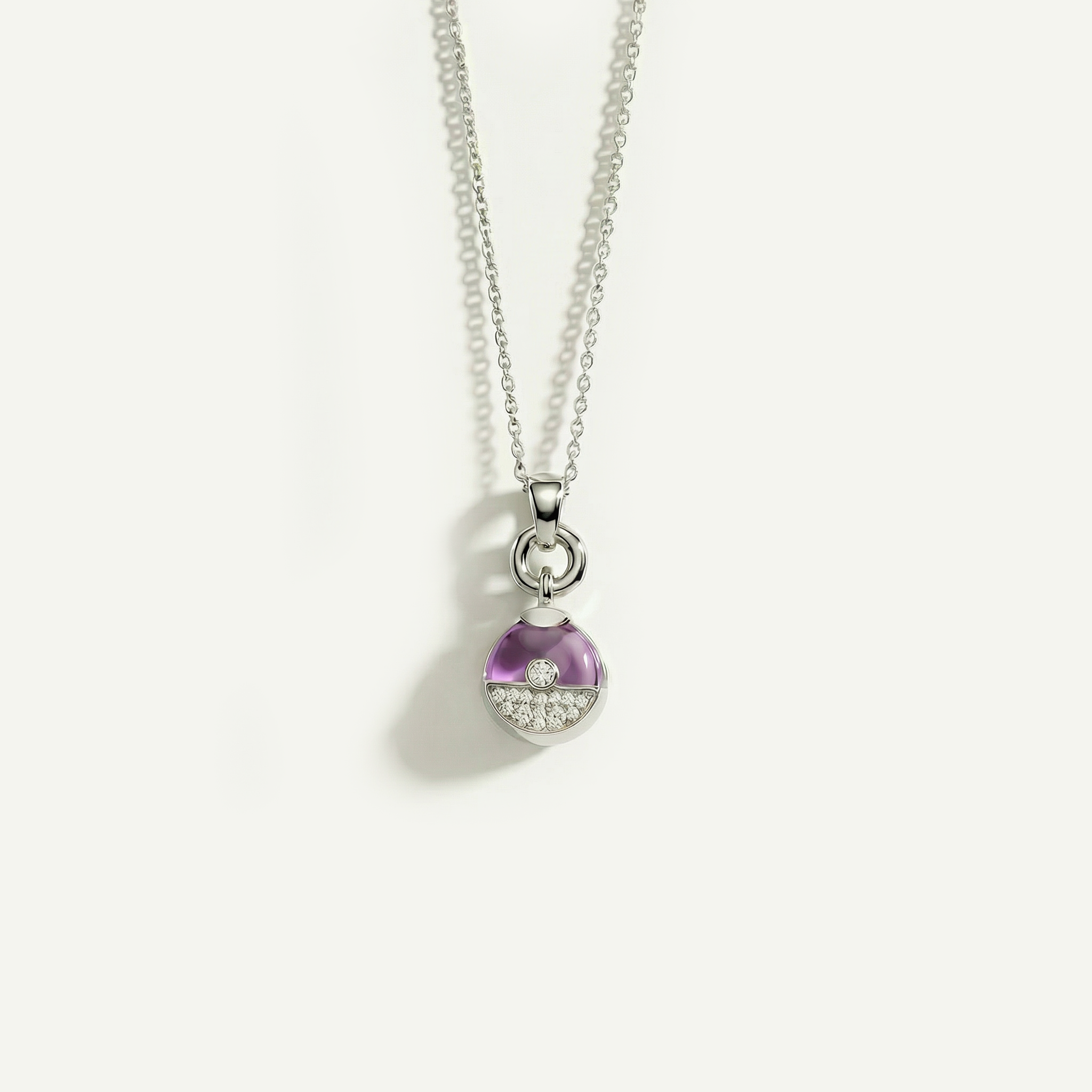 Bonbon 14 Ayar Beyaz Altın Mor Taşlı Kolye