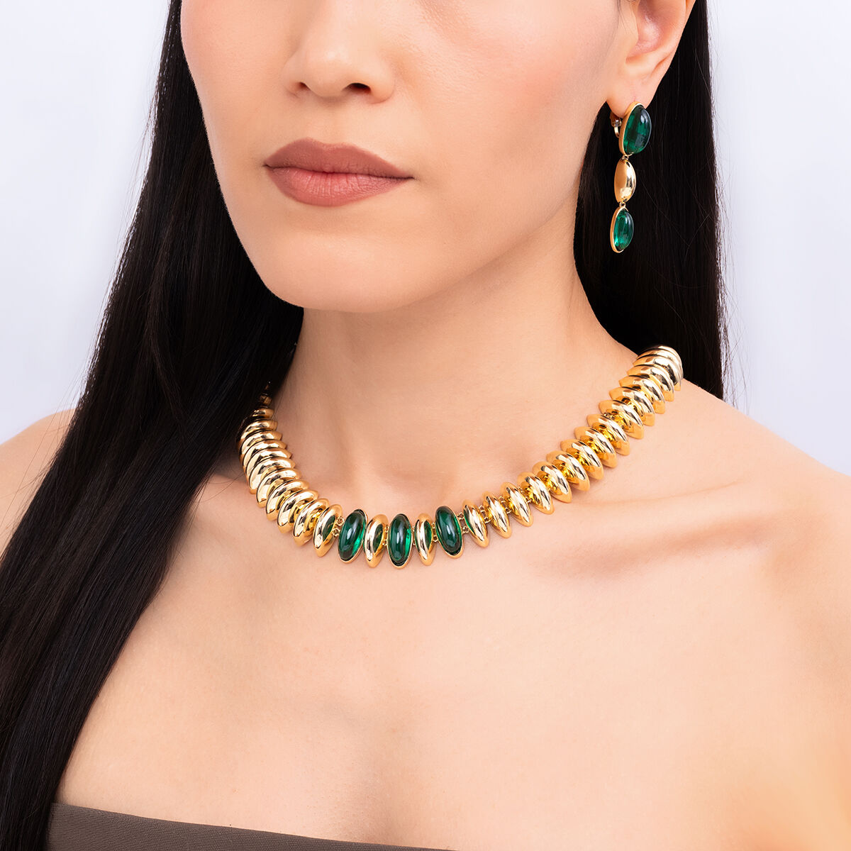 Eta 14 Ayar Altın Yeşil Taşlı Kolye