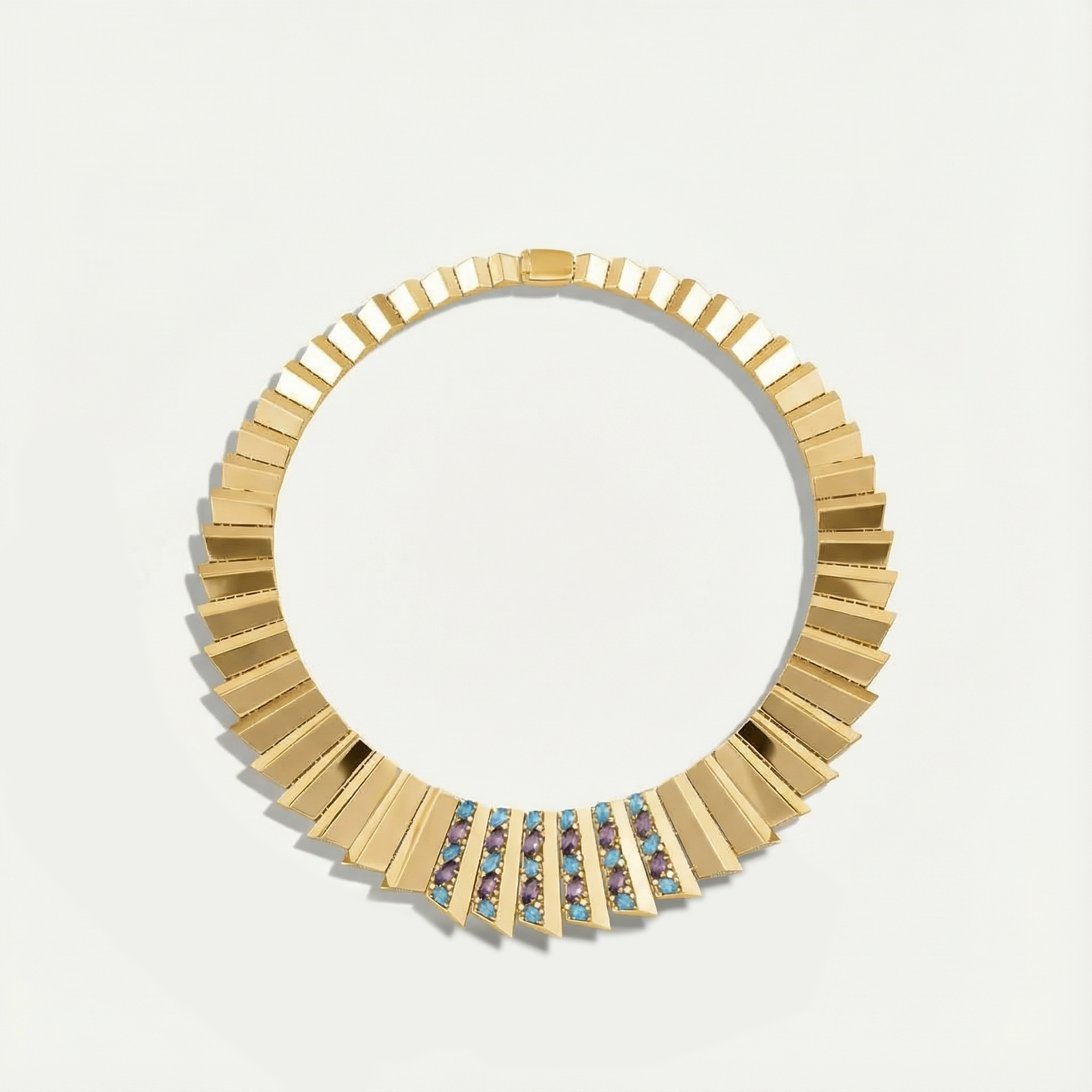 Electra 14 Ayar Altın Mavi ve Mor Taşlı Set