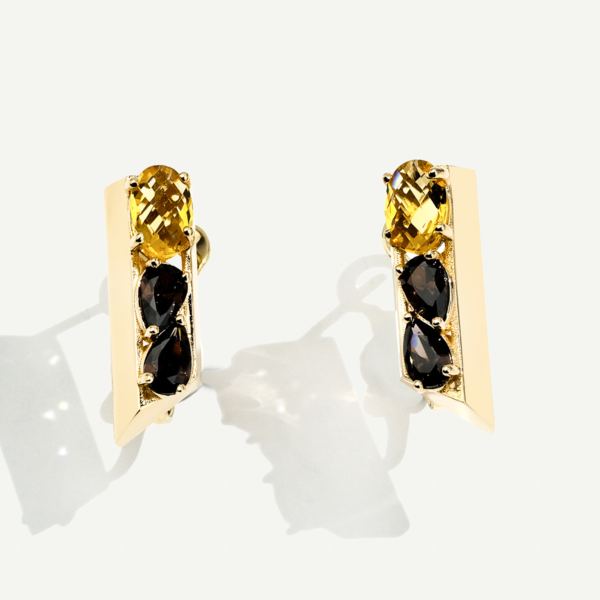 Electra 14 Ayar Altın Kahverengi ve Turuncu Taşlı Set