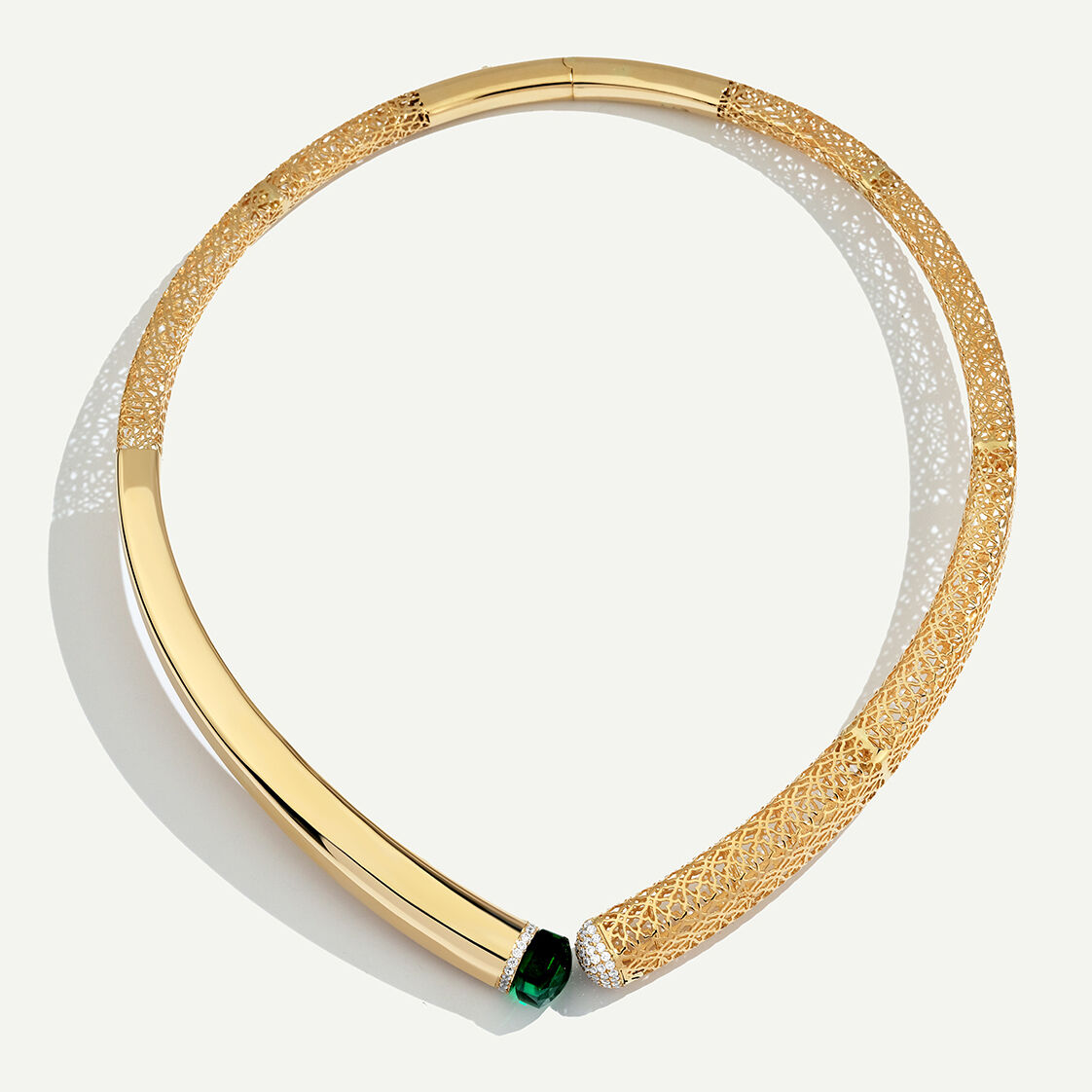 14 Ayar Altın Ajur Detaylı Yeşil Taşlı Set