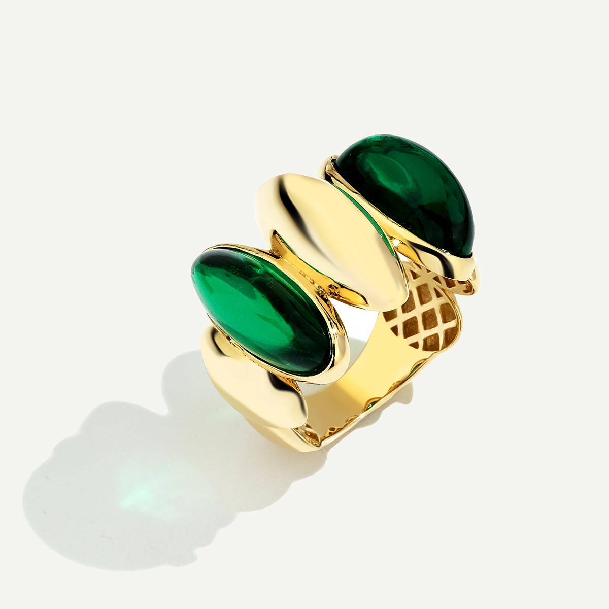 Eta 14 Ayar Altın Yeşil Taşlı Set