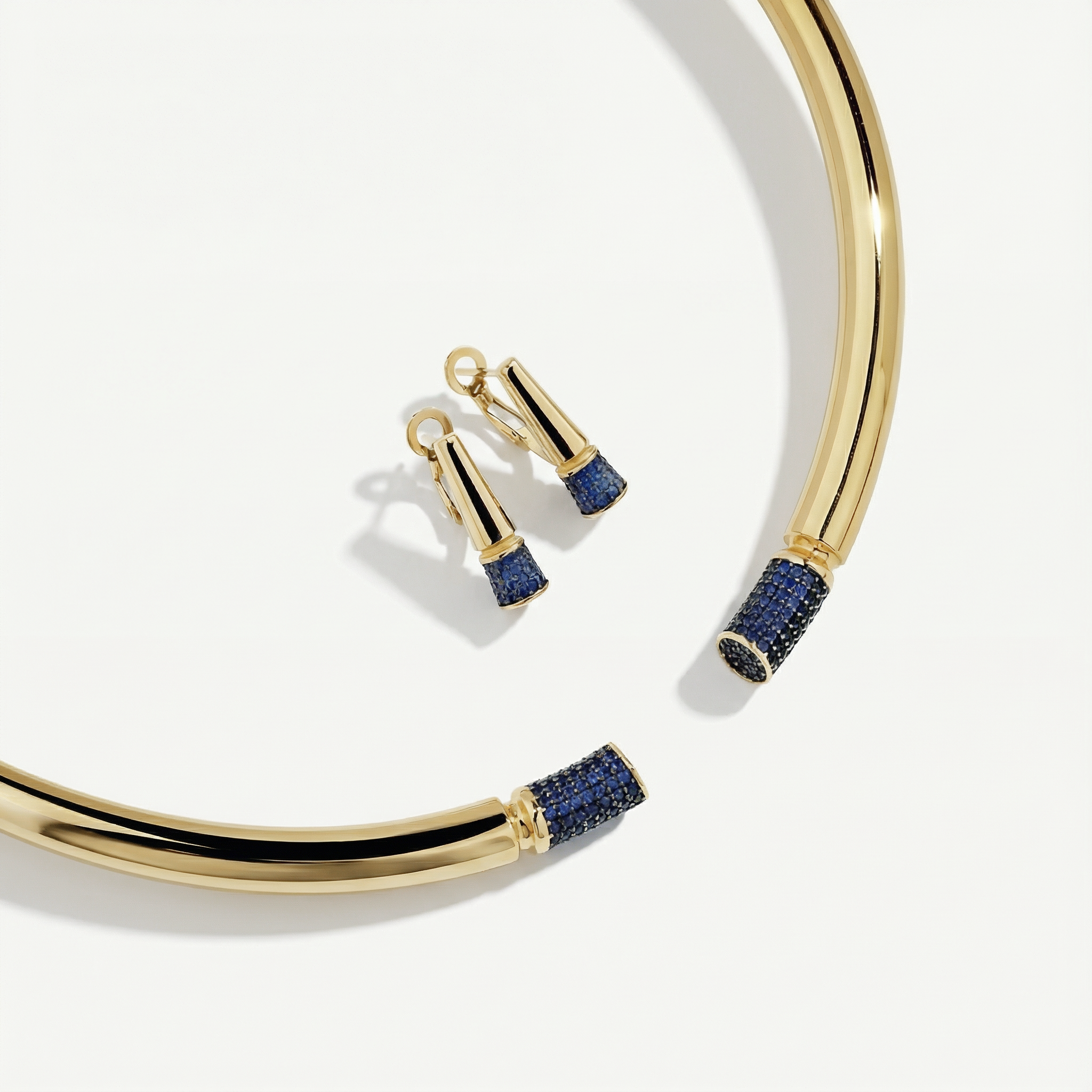 Vega 14 Ayar Altın Gece Mavisi Taşlı Set