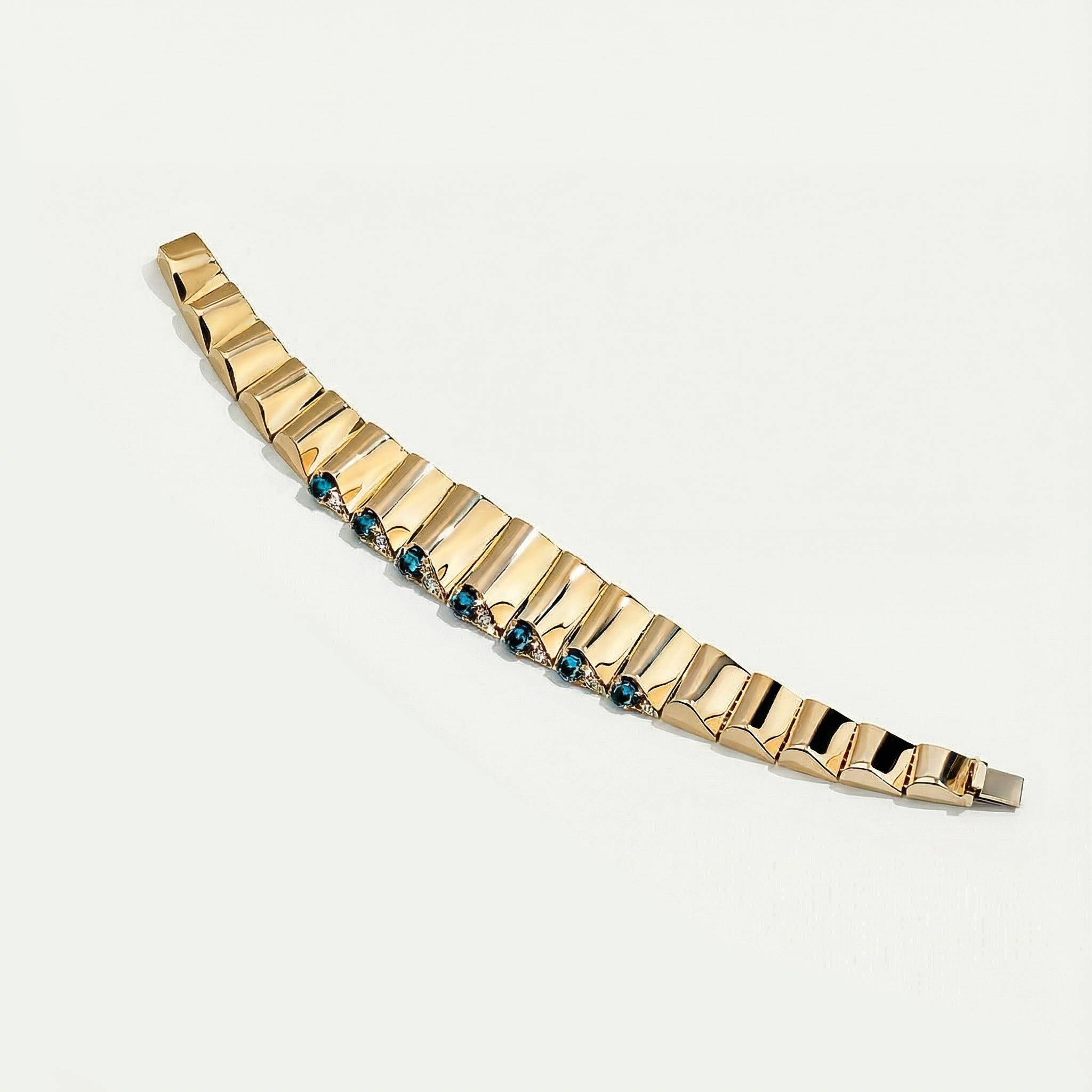 Electra 14 Ayar Altın Mavi ve Yeşil Taşlı Set