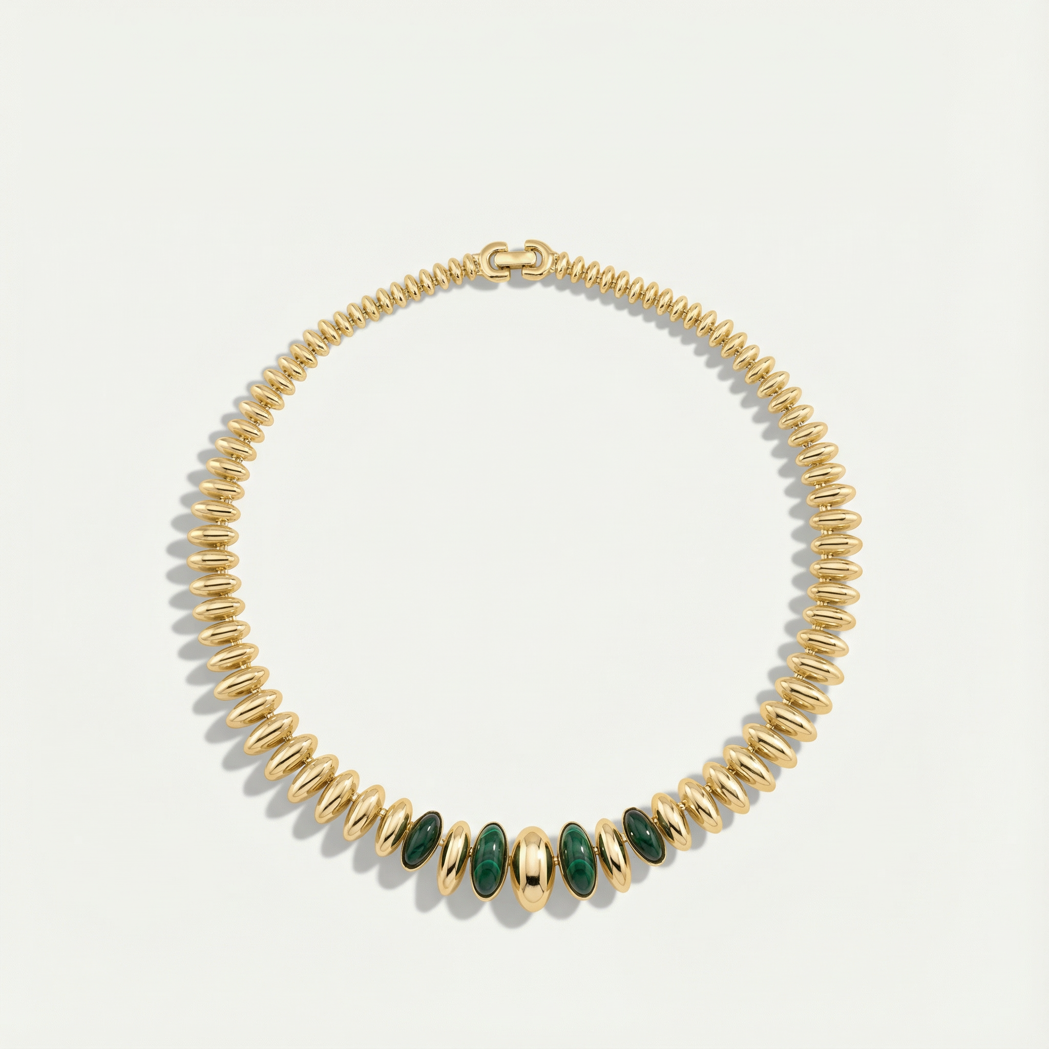 Eta 14 Ayar Altın Oval Malahit Taşlı Set