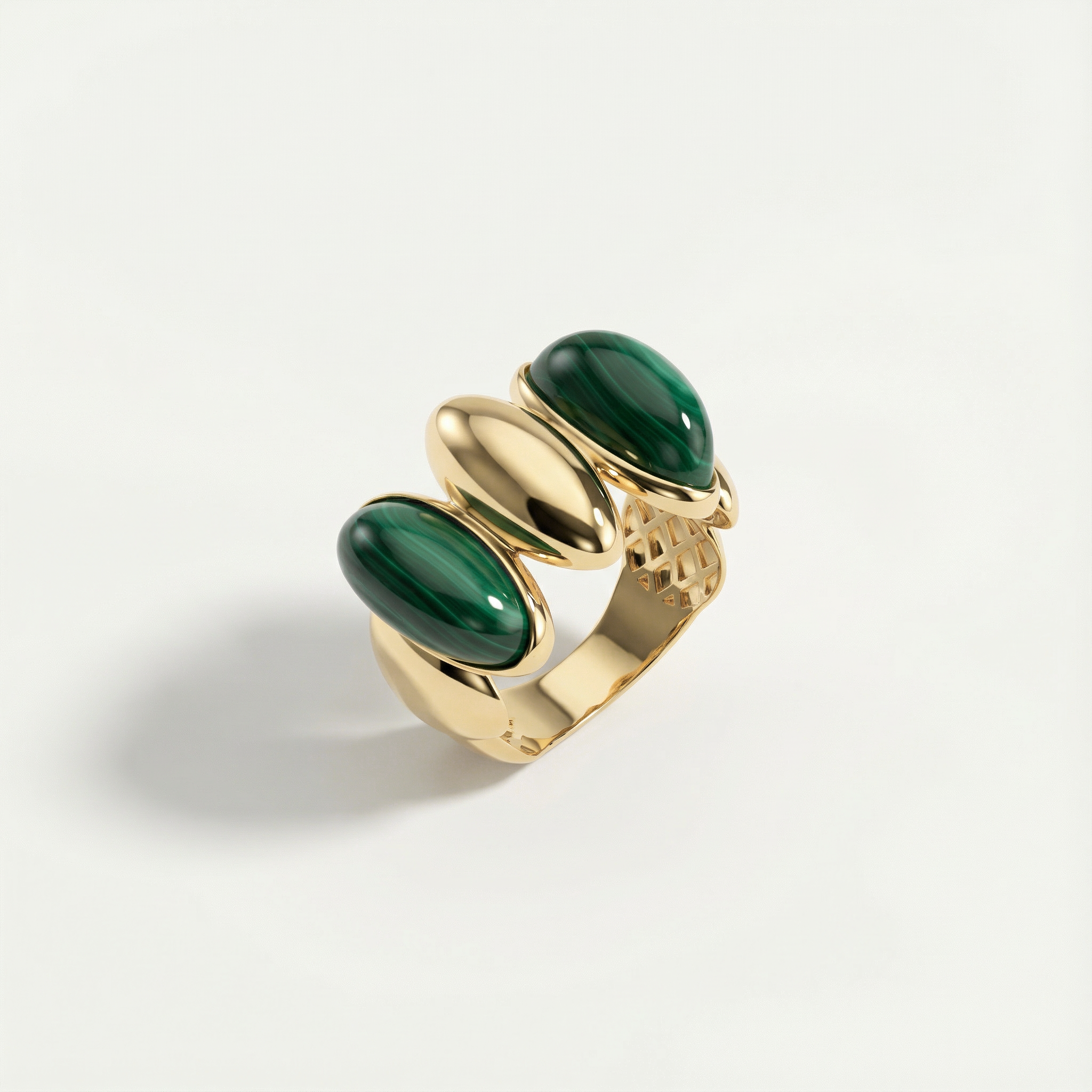 Eta 14 Ayar Altın Oval Malahit Taşlı Set