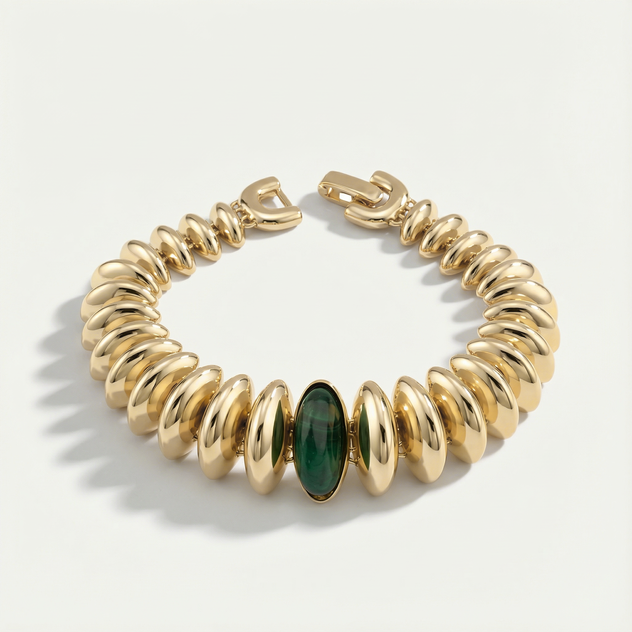 Eta 14 Ayar Altın Oval Malahit Taşlı Set