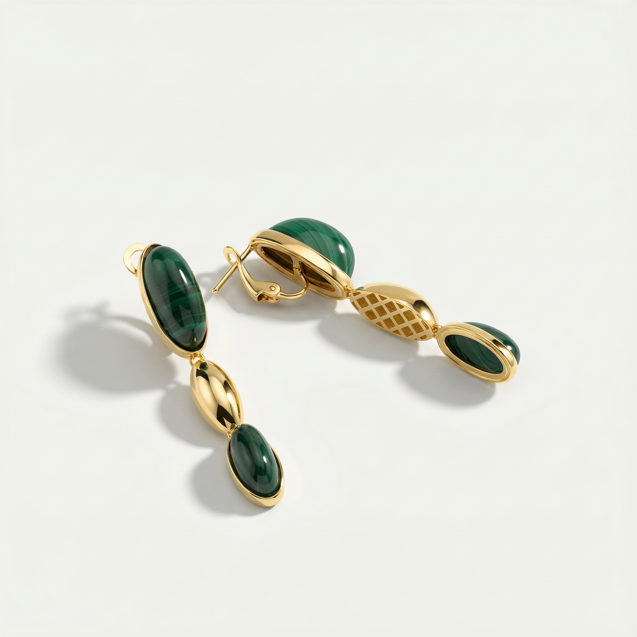 Eta 14 Ayar Altın Oval Malahit Taşlı Set