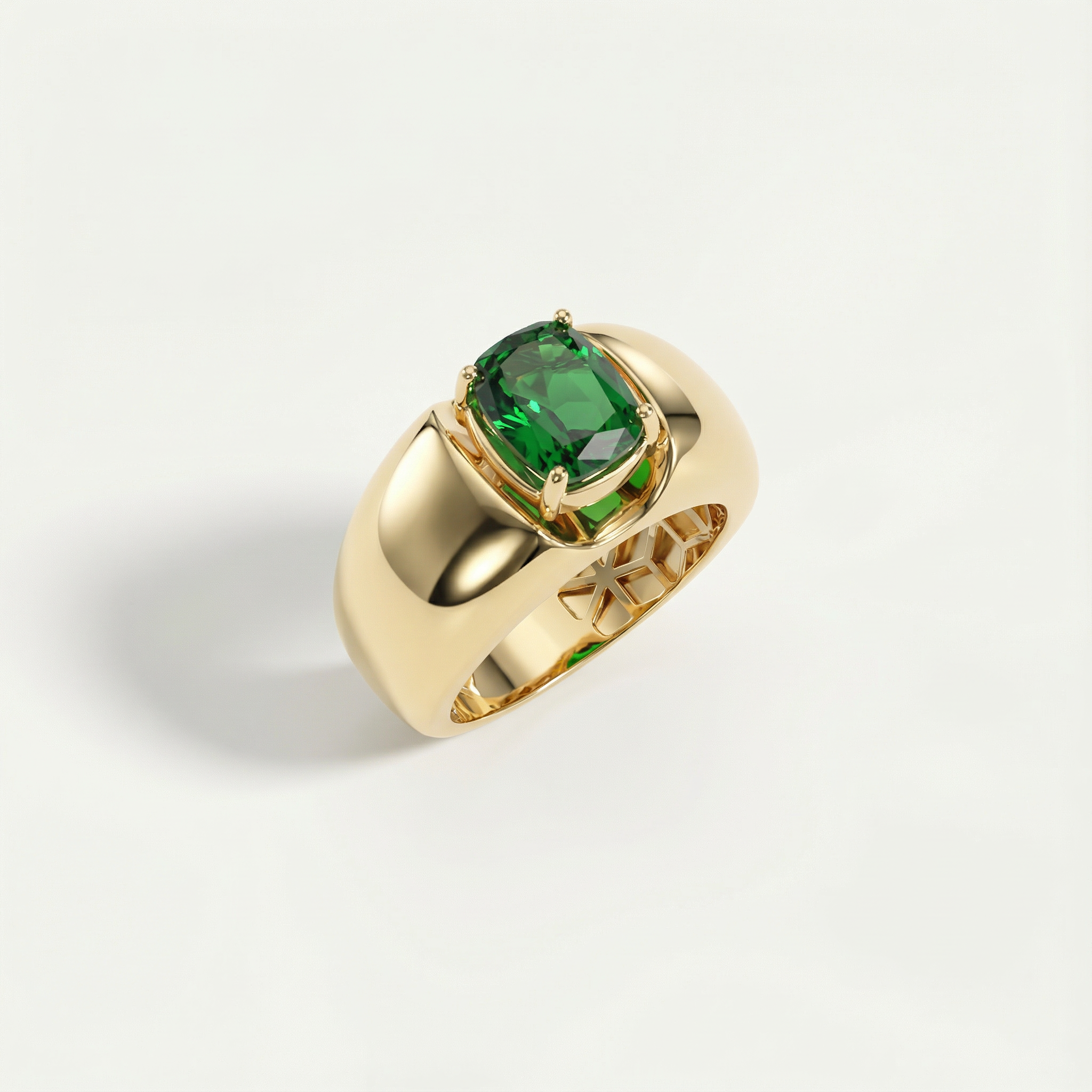 14 Ayar Altın Yeşil Taşlı Yüzük