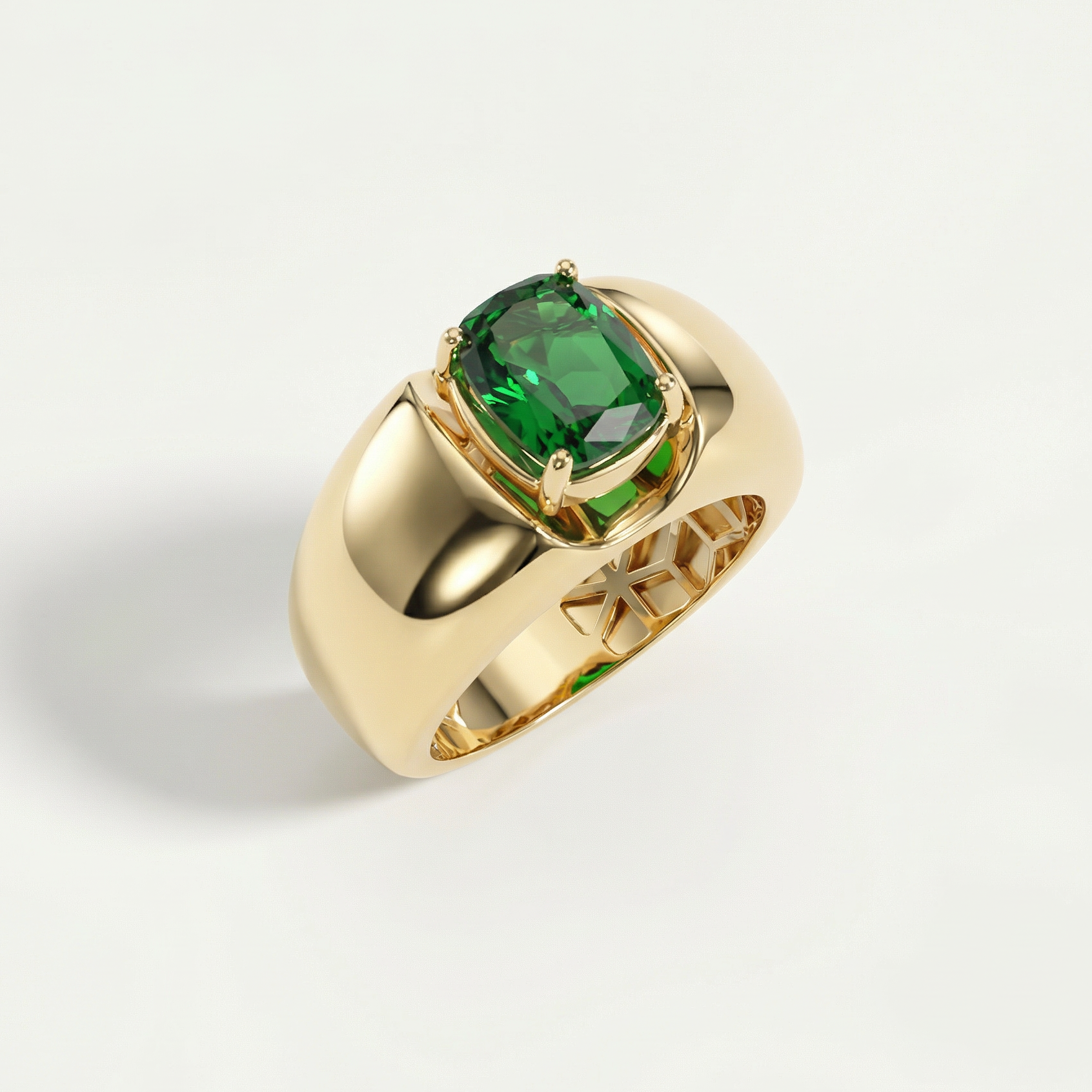 14 Ayar Altın Yeşil Taşlı Yüzük