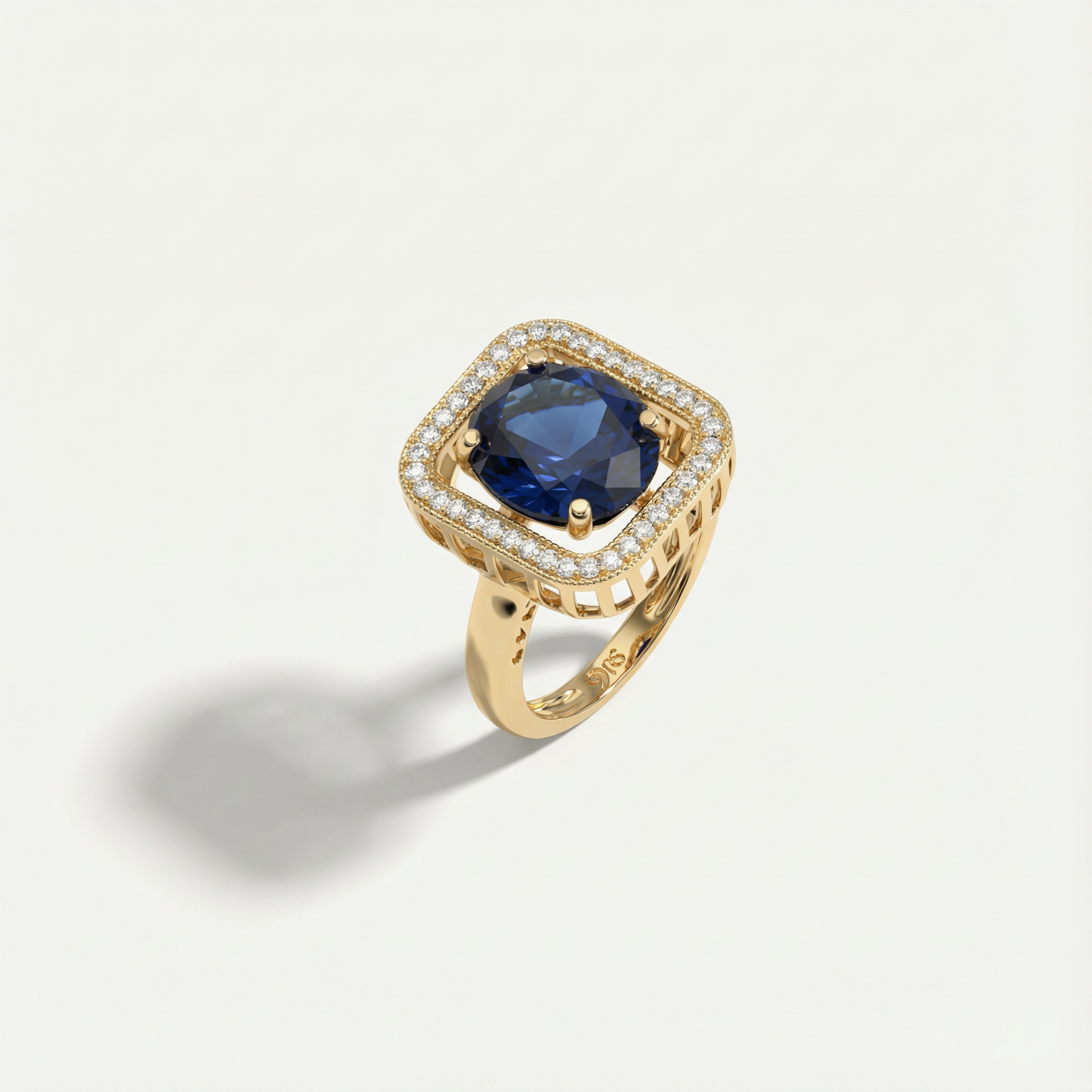 14 Ayar Altın Lacivert Taşlı Yüzük