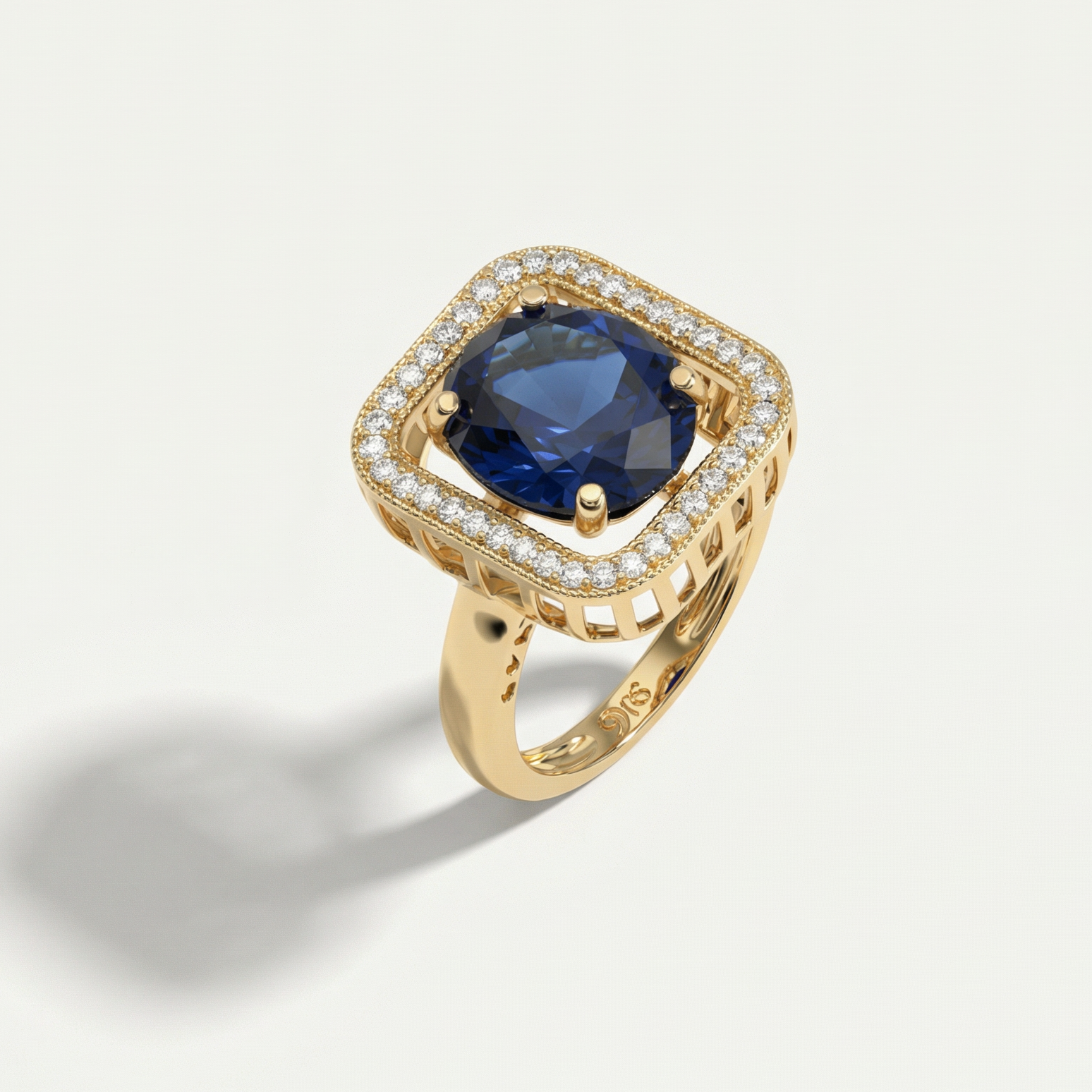 14 Ayar Altın Lacivert Taşlı Yüzük