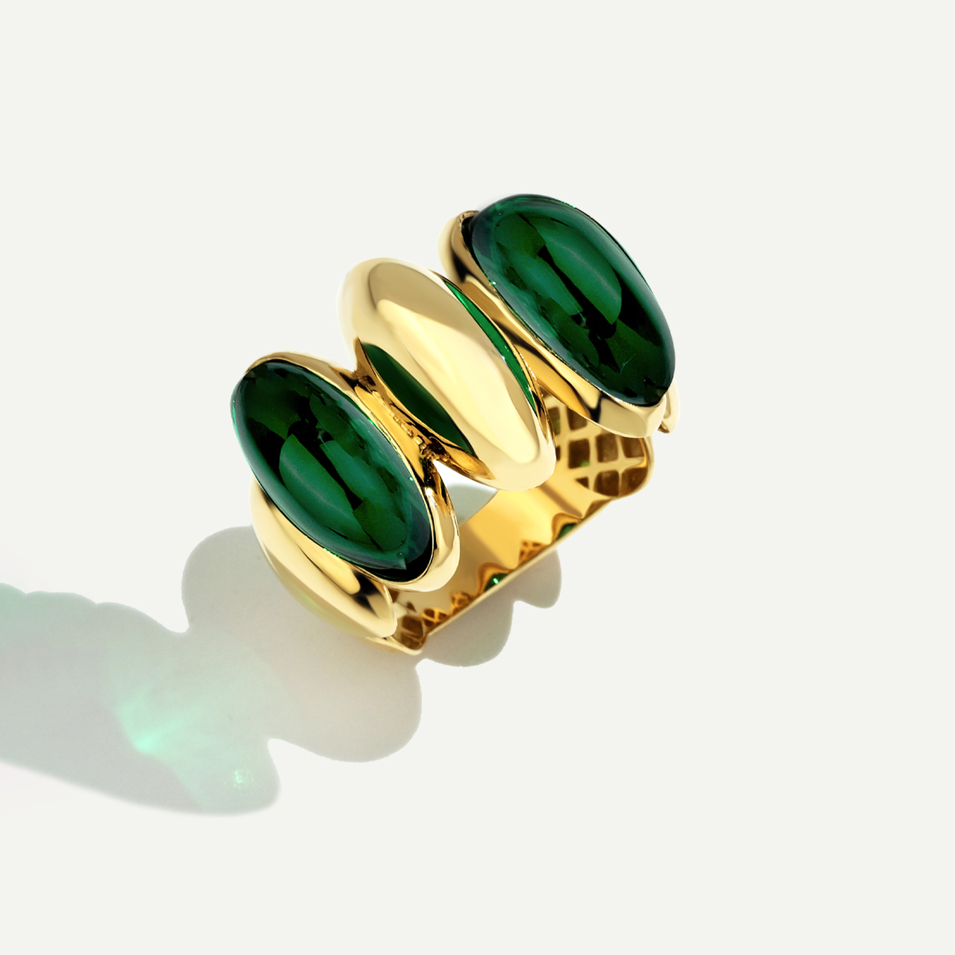 Eta 14 Ayar Altın Yeşil Taşlı Yüzük