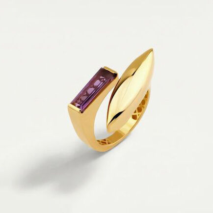 14 Ayar Altın Mor Baget Taşlı Yüzük