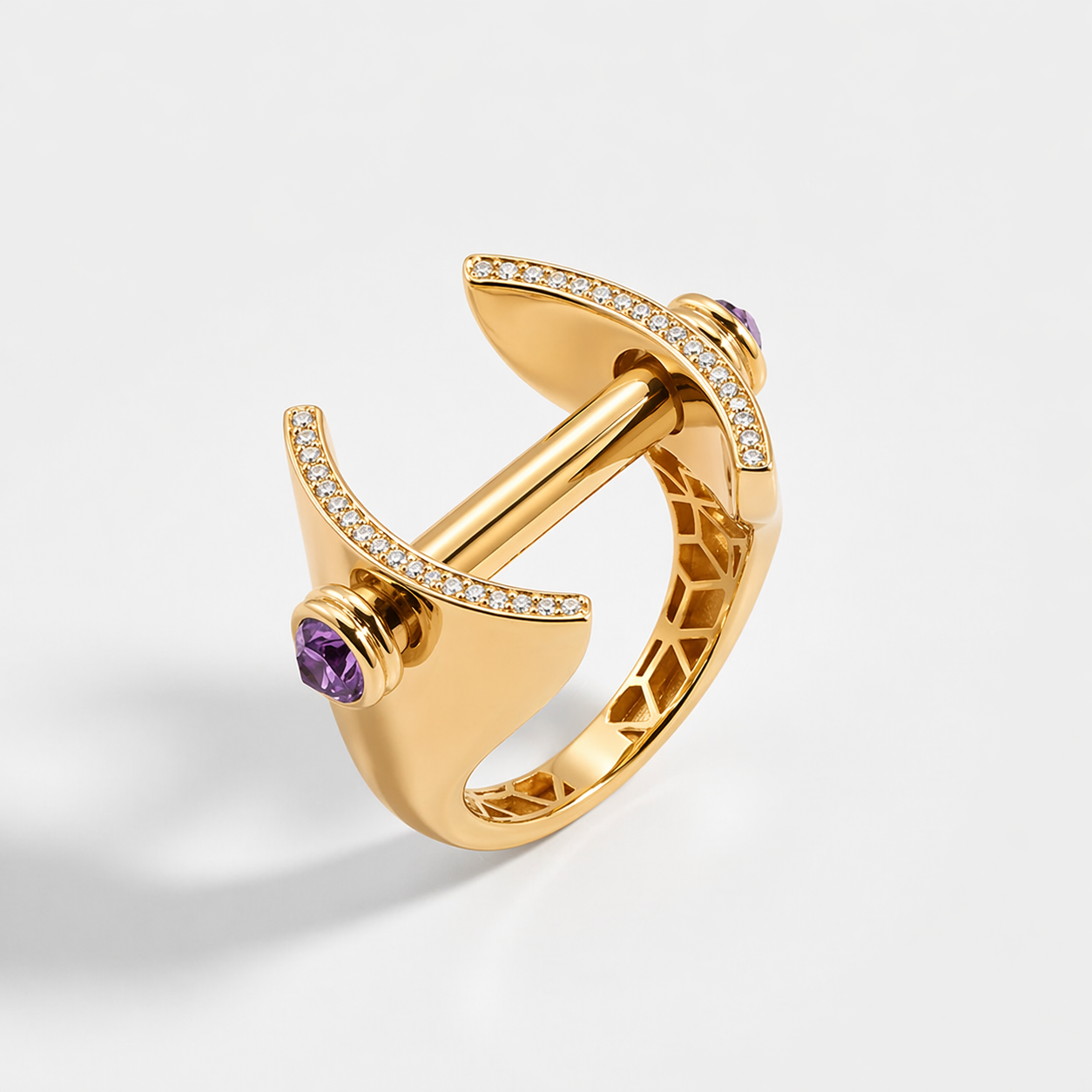 Vega 14 Ayar Altın Mor Taşlı Yüzük