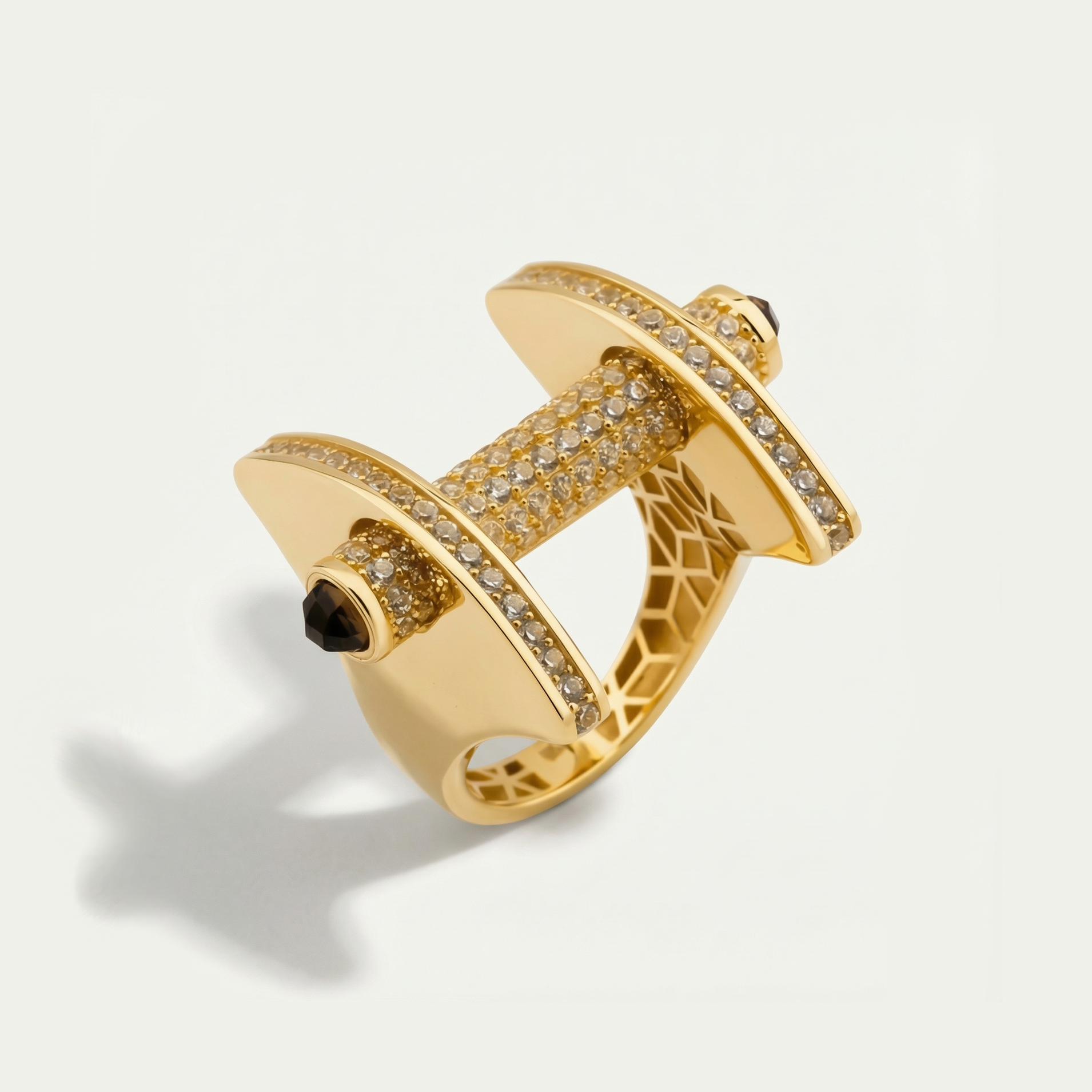 Vega 14 Ayar Altın Kahverengi Taşlı Yüzük