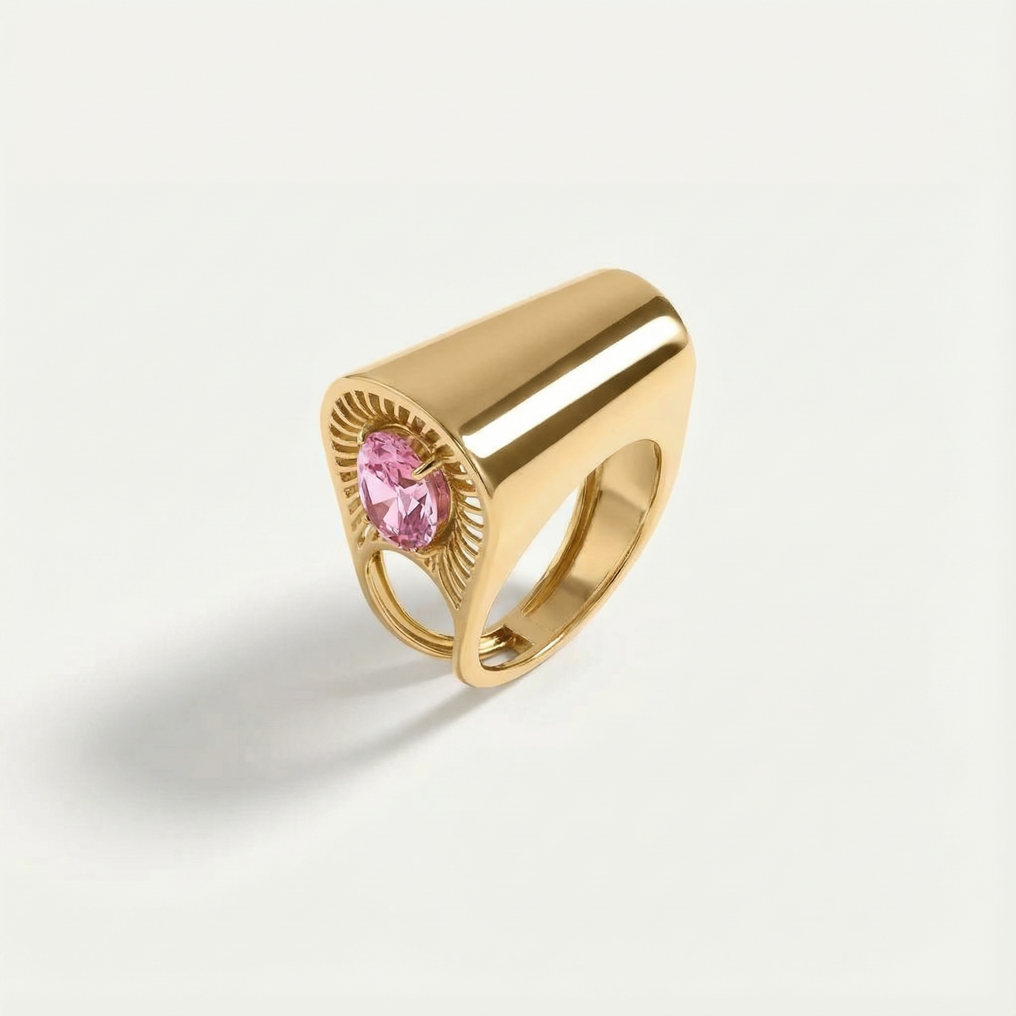 Electra 14 Ayar Altın Pembe Taşlı Yüzük