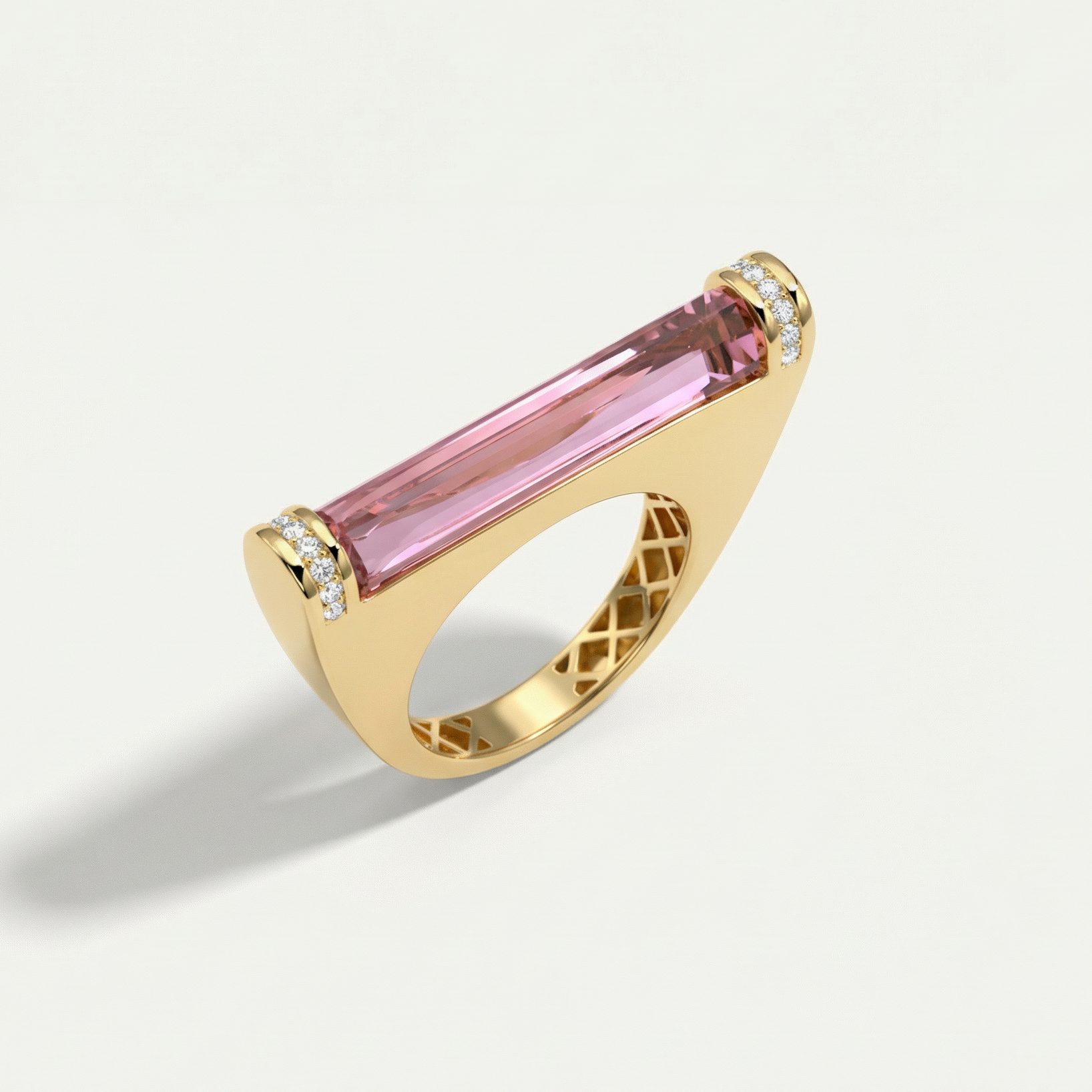 Baget 14 Ayar Altın Mor Taşlı Yüzük